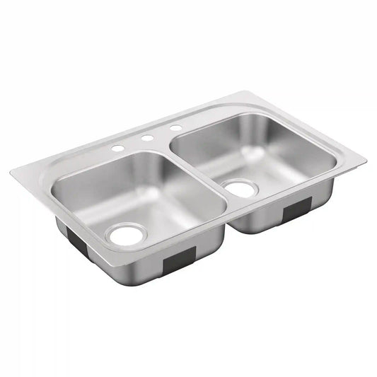 Discontinued 2200 Series 33"x22" 22 Gauge Double Bowl Drop In Sink