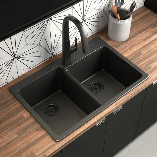 Host 33" Granite Dual Mount Double Bowl Sink