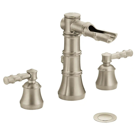 Bamboo Two-Handle Open Waterway Bathroom Faucet