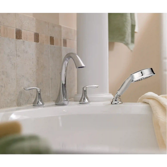 Eva Two-Handle High Arc Roman Tub Faucet Including Handheld Shower