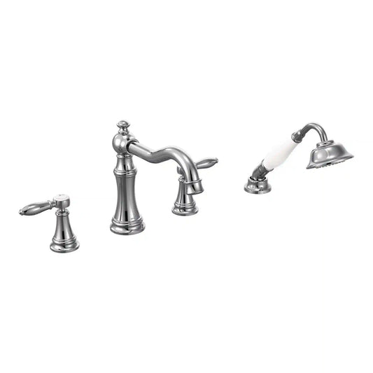 Weymouth Two-Handle Diverter Roman Tub Faucet Including Handheld Shower