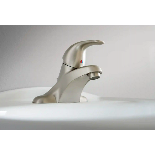 Adler Spot resist brushed nickel one-handle low arc bathroom faucet