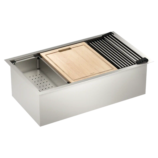 Luxe Chef 32" Workstation Steel Undermount Single Bowl Sink with Accessories