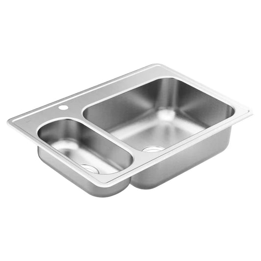 2000 Series 33"x22" Steel 20 Gauge Double Bowl Drop In Sink